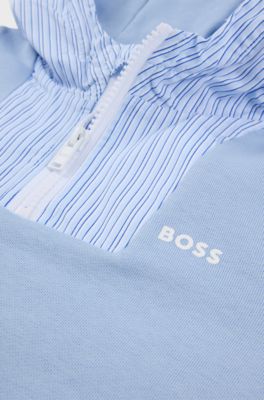 Kids' cotton-blend hoodie with striped hood, Light Blue