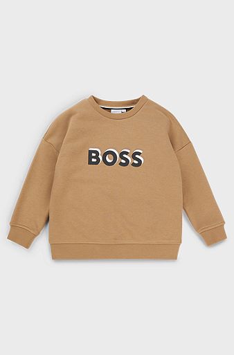 Kids' fleece sweatshirt with embossed logo, Brown