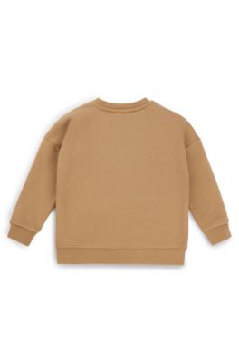 Kids' fleece sweatshirt with embossed logo, Brown