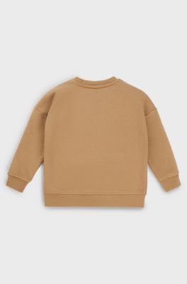 Kids' fleece sweatshirt with embossed logo, Brown
