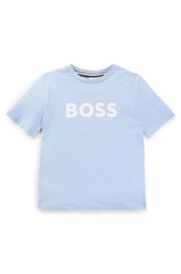 Kids' T-shirt in cotton jersey with logo print, Light Blue