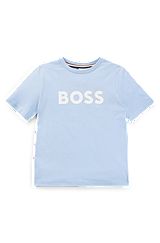 Kids' T-shirt in cotton jersey with logo print, Light Blue