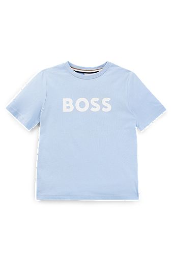 Kids' T-shirt in cotton jersey with logo print, Light Blue