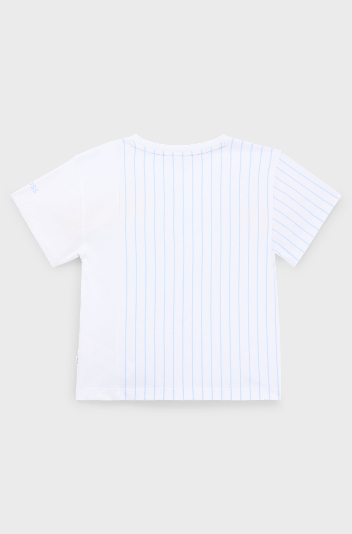 Kids' loose-fit T-shirt in striped and plain cotton, White