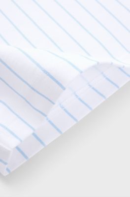 Kids' loose-fit T-shirt in striped and plain cotton, Light Blue