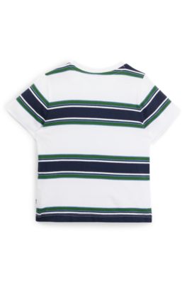 Kids' cotton-jersey T-shirt with stripes and logo, Patterned