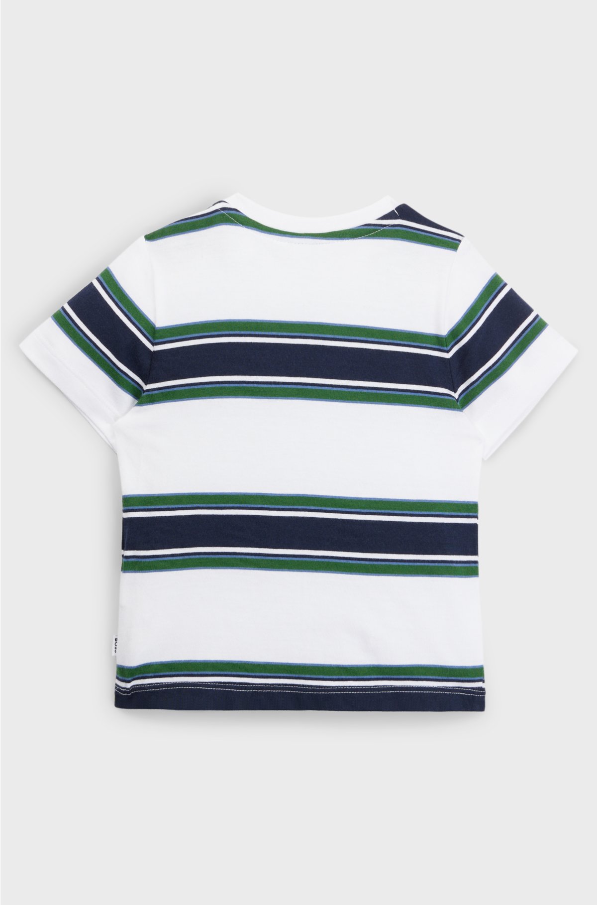 Kids' cotton-jersey T-shirt with stripes and logo, Patterned
