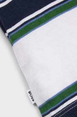 Kids' cotton-jersey T-shirt with stripes and logo, Patterned