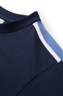 Kids' loose-fit T-shirt in cotton with vertical logo, Dark Blue