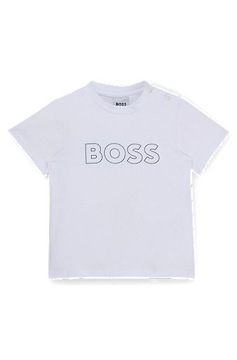 T-shirt per bambini in jersey di cotone con stampa con logo goffrato, Bianco