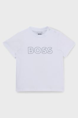 Kids' T-shirt in cotton jersey with embossed logo print, White