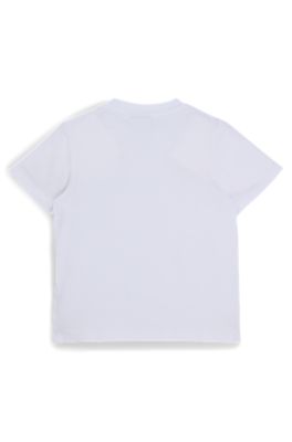 キッズ Tシャツ コットンジャージー エンボスロゴプリント, ホワイト