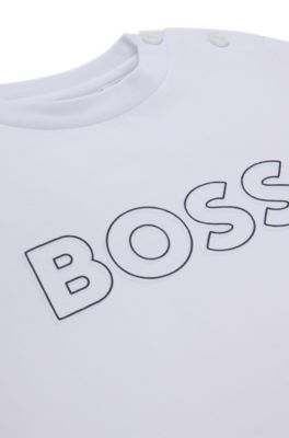 キッズ Tシャツ コットンジャージー エンボスロゴプリント, ホワイト