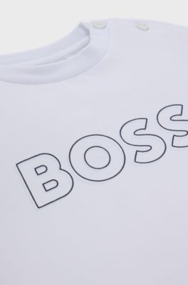 Kids' T-shirt in cotton jersey with embossed logo print, White