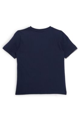 Kids' T-shirt in cotton jersey with embossed logo print, Dark Blue