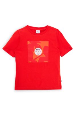 BOSS Kidswear leaf-print cotton shirt - Red