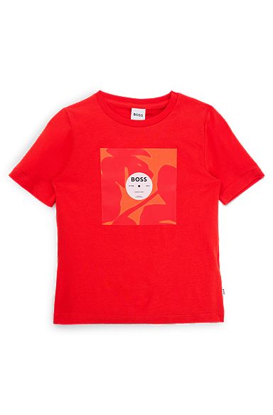T-shirt en coton avec logo artistique pour enfant, Rouge
