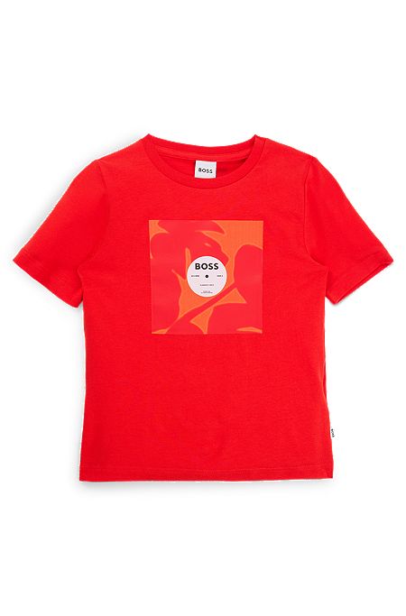 T-shirt en coton avec logo artistique pour enfant, Rouge