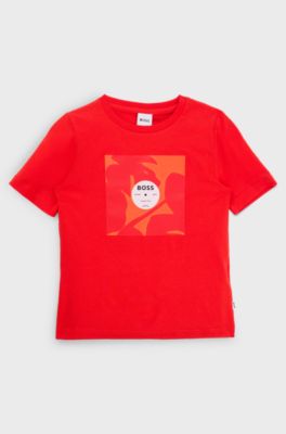 Kids' T-shirt in cotton with logo artwork, Red