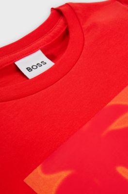 Kids' T-shirt in cotton with logo artwork, Red