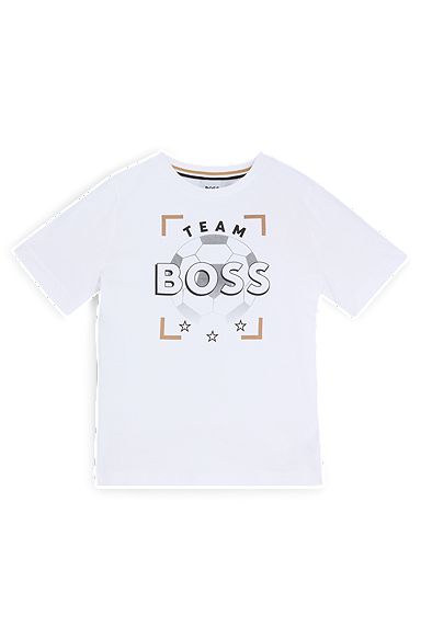 Kids' T-shirt in cotton jersey with logo artwork, White