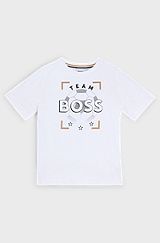 Kids' T-shirt in cotton jersey with logo artwork, White