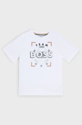 Kids' T-shirt in cotton jersey with logo artwork, White