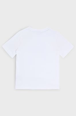 Kids' T-shirt in cotton jersey with logo artwork, White