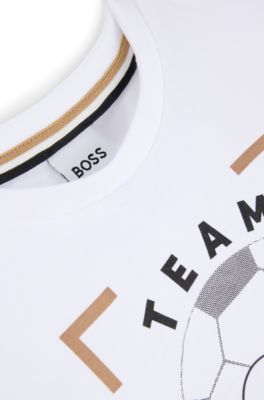 Kids' T-shirt in cotton jersey with logo artwork, White