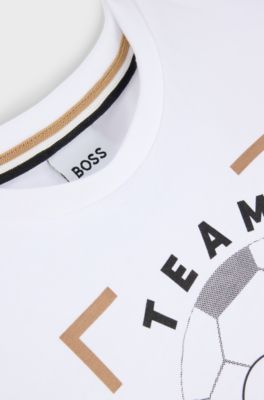 Kids' T-shirt in cotton jersey with logo artwork, White