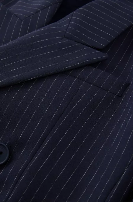 Veste de costume en tissu stretch façonné à rayures pour enfant