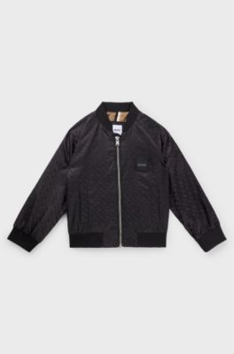 Kids' monogram jacket with logo patch, Black