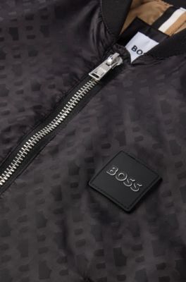 Chaqueta con monogramas y parche de logo para ni&ntilde;os, Negro