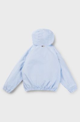 Regenjas met capuchon, strepen en logoprint voor kinderen, Lichtblauw