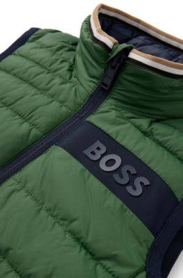 Kids' reversible gilet with logo details, Dark Green