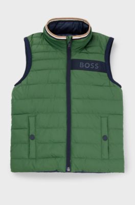 Kids' reversible gilet with logo details, Dark Green