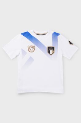 Kids' T-shirt with degrad&eacute; artwork and logo details, White