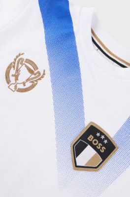 T-shirt &agrave; motif artistique effet d&eacute;grad&eacute; et logos pour enfant, Blanc