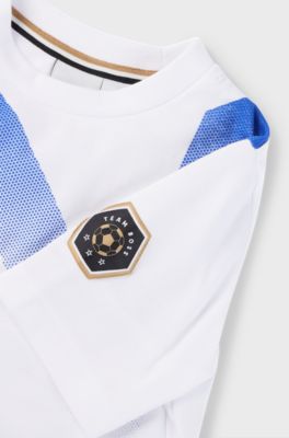 Kids' T-shirt with degrad&eacute; artwork and logo details, White