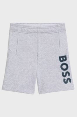 Kids' fleece shorts with HD logo print, Light Grey
