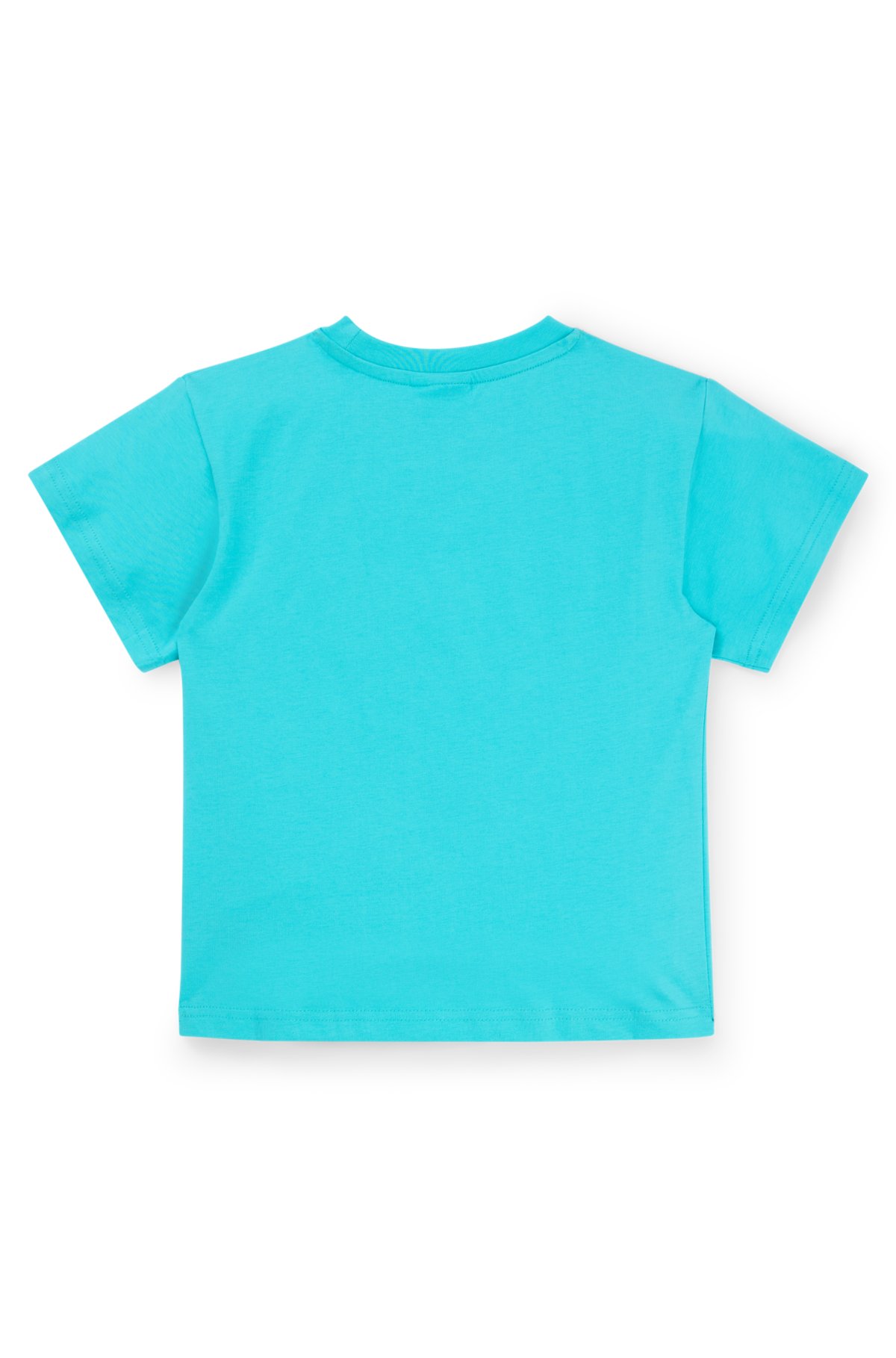 Kids' loose-fit T-shirt in cotton with seasonal print, Turquoise