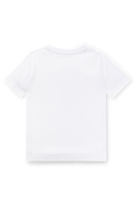 Kids' T-shirt in cotton jersey with repeat logos, White