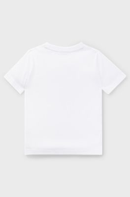 Kids' T-shirt in cotton jersey with repeat logos, White