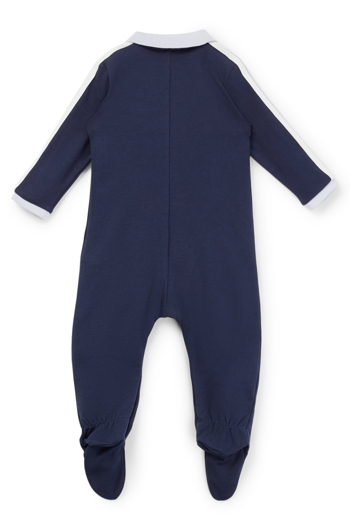 Baby sleepsuit in cotton with logo-print placket, Dark Blue