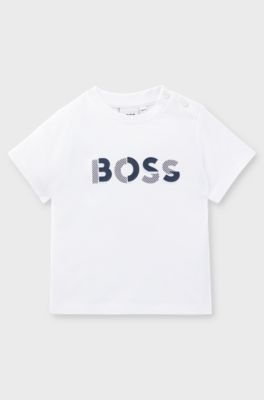 Baby T-shirt in cotton jersey with logo print, White