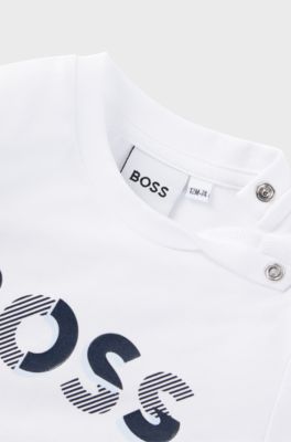 Baby T-shirt in cotton jersey with logo print, White