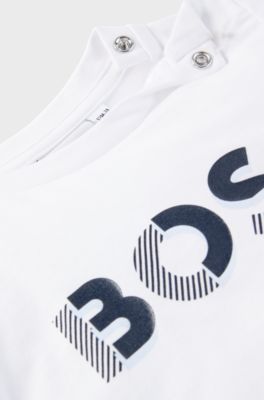 Baby T-shirt in cotton jersey with logo print, White