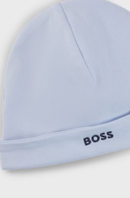 Baby hat in cotton with embroidered logo, Light Blue