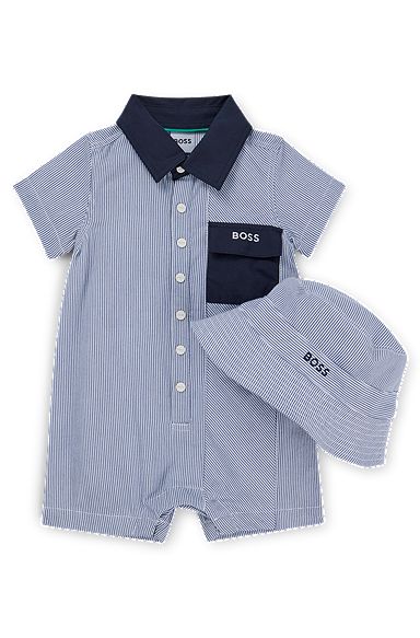 Gift-boxed playsuit and bucket hat for babies, Patterned