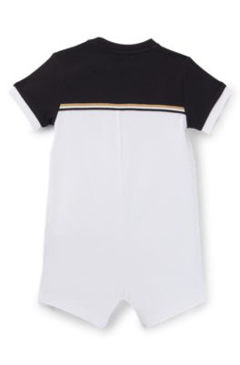 Combishort en coton stretch &agrave; logo imprim&eacute;, pour b&eacute;b&eacute;, Blanc